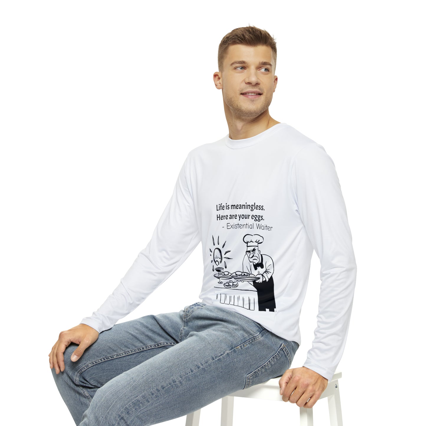 Existential Waiter, Here's Your Eggs - Men's Long Sleeve Shirt (AOP)