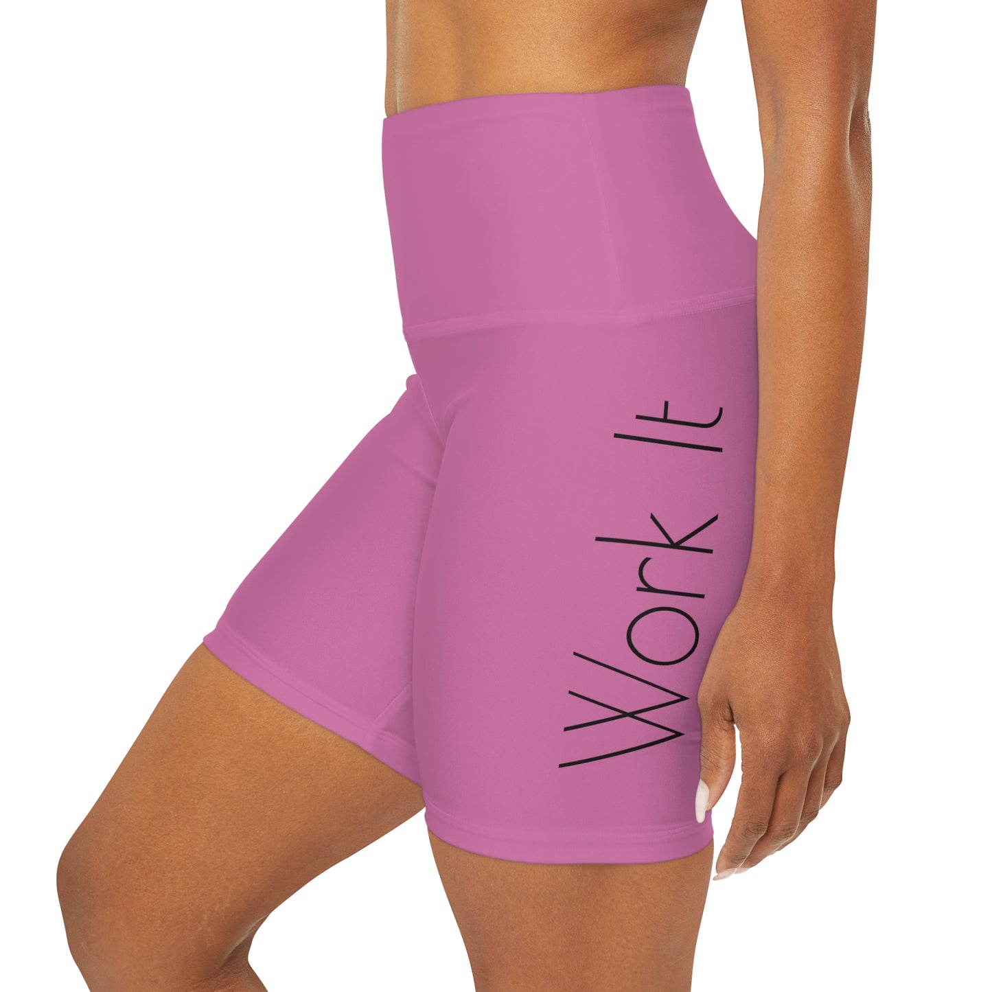 Work It - Pink High Waisted Yoga Shorts (AOP)