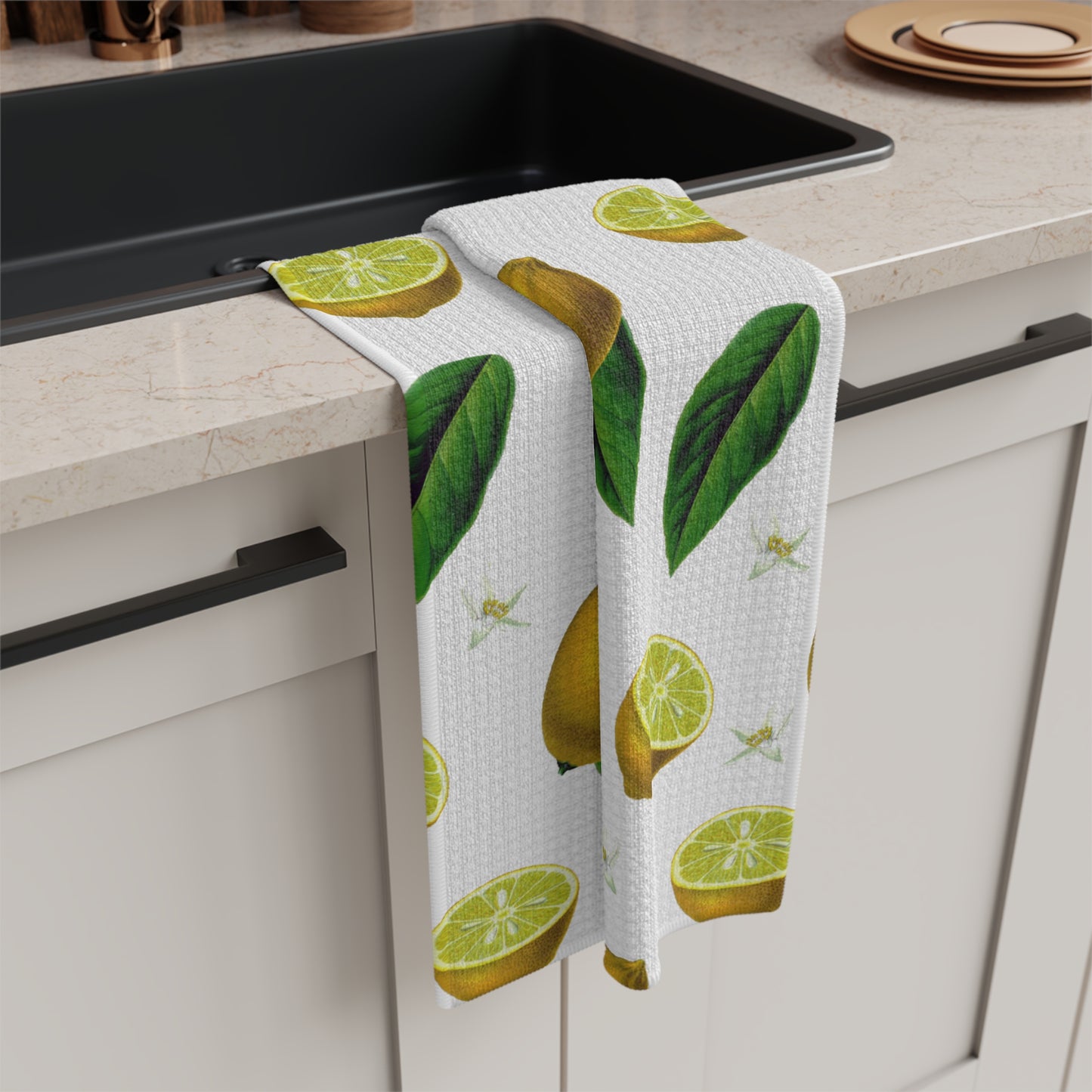 Lemon and Blooms Vintage Soft Tea Towel