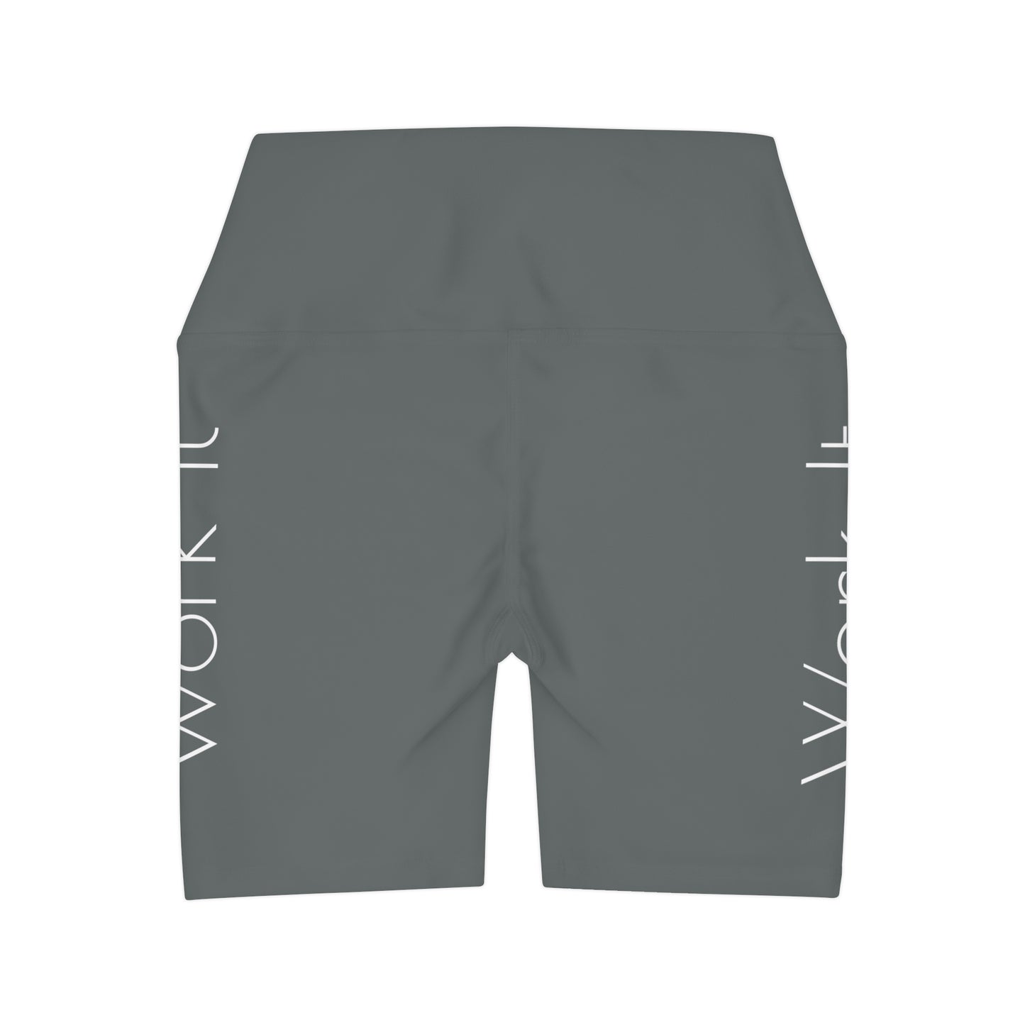 Work It - Dark Grey High Waisted Yoga Shorts (AOP)