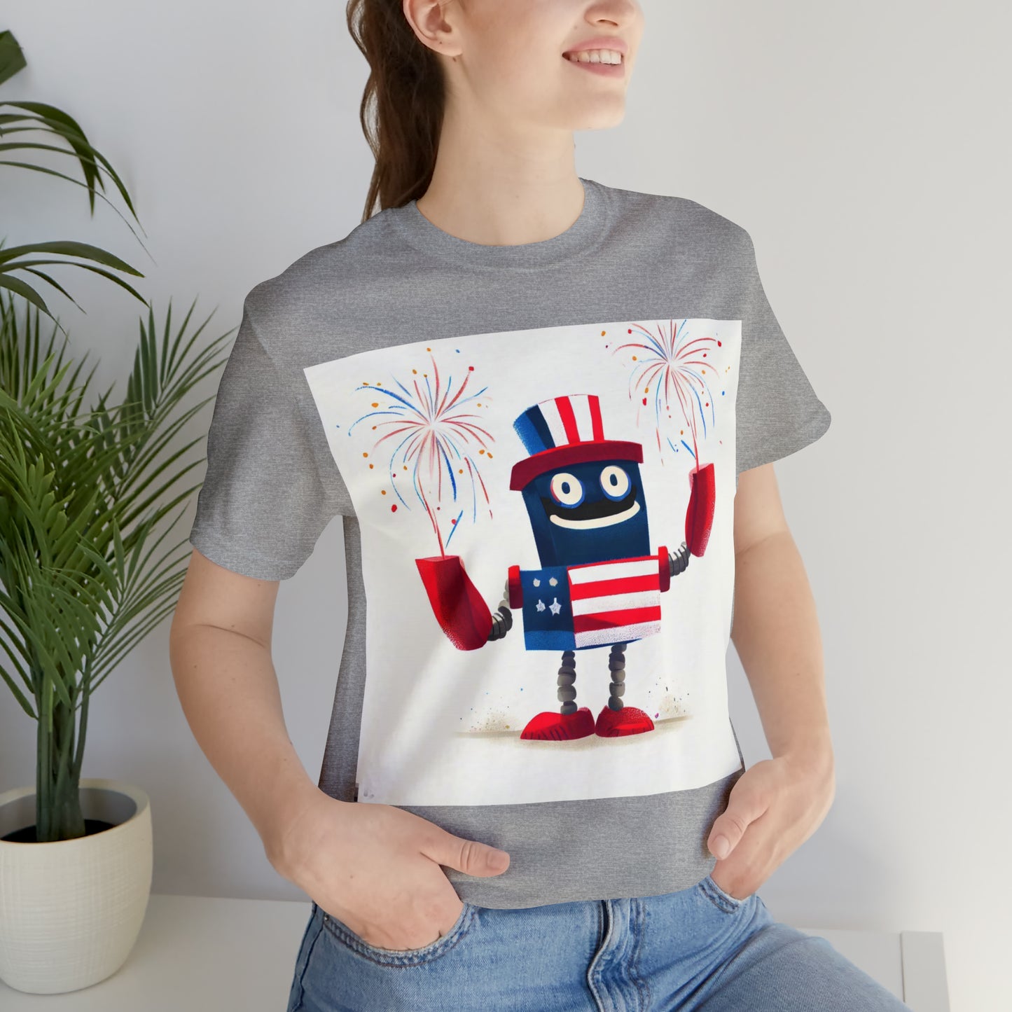 Fireworks Robot - Unisex Jersey Short Sleeve Tee