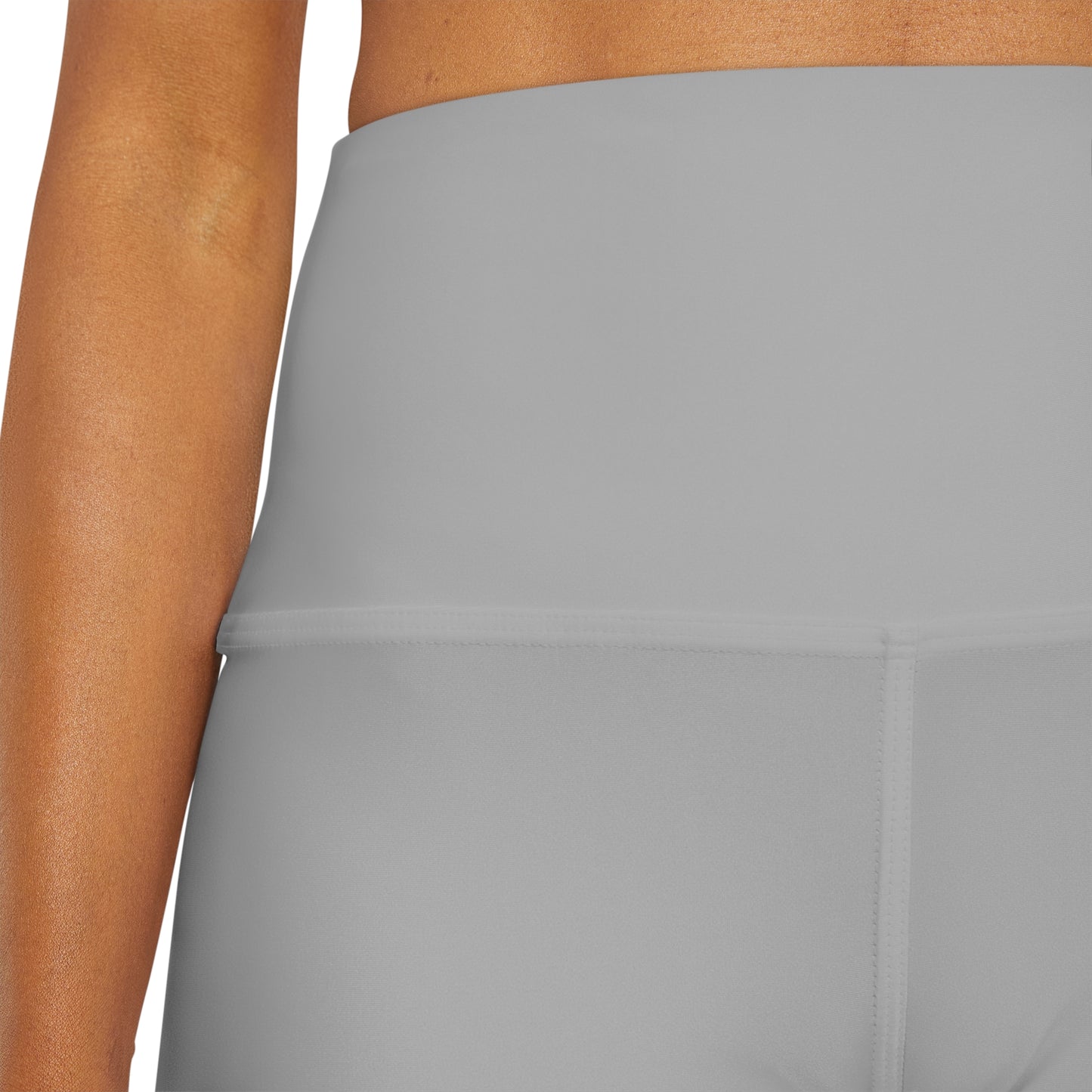 Work It - Light Grey High Waisted Yoga Shorts (AOP)