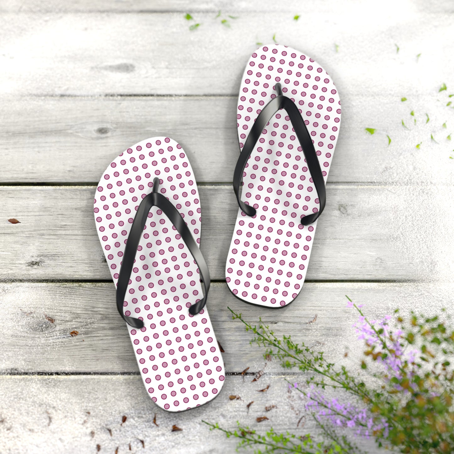 Magenta Dots - Flip Flops