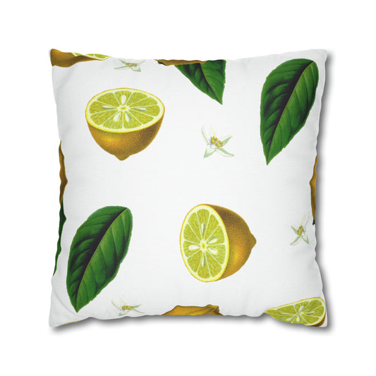 Lemons and Blooms Vintage Spun Polyester Square Pillow Case