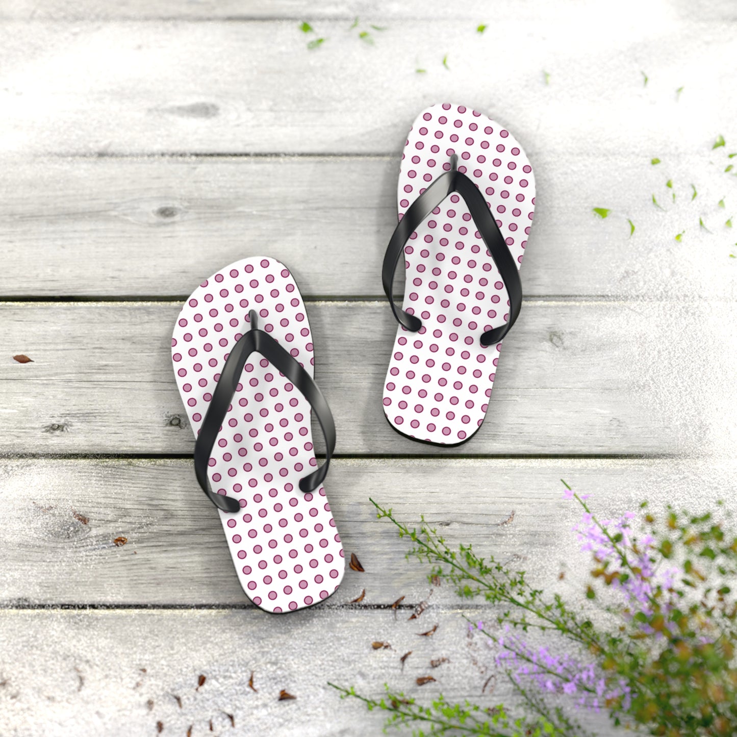 Magenta Dots - Flip Flops