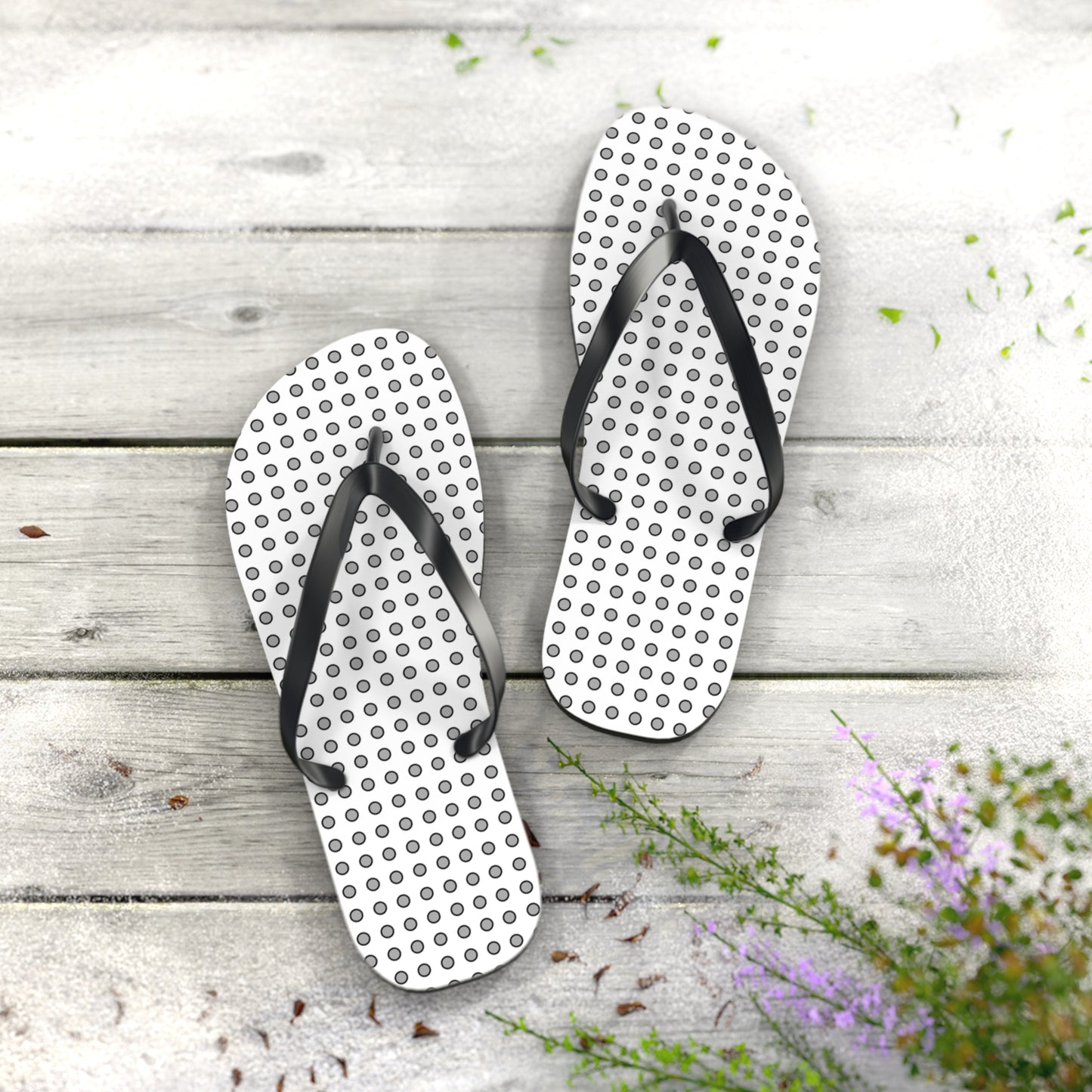 Grey Dots - Flip Flops