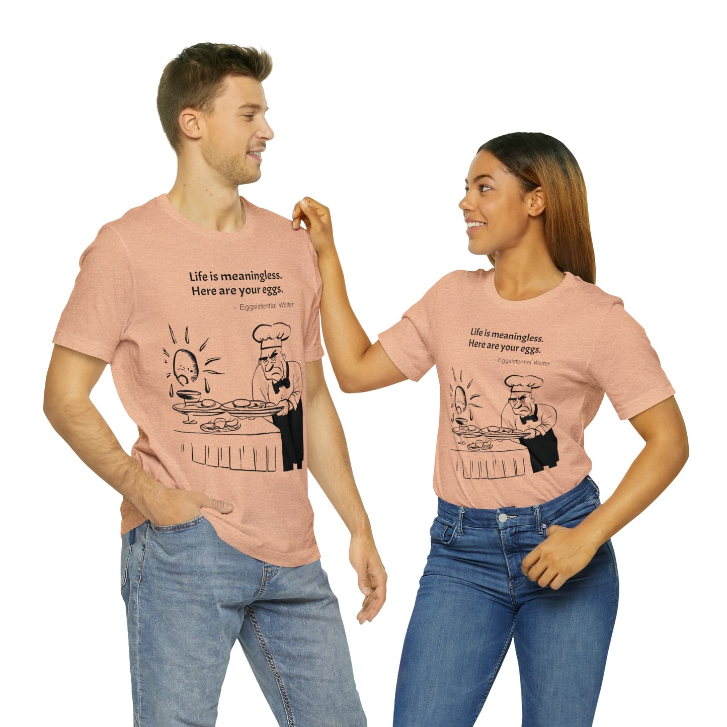 Existential Waiter, Here's Your Eggs - Unisex Jersey Short Sleeve Tee