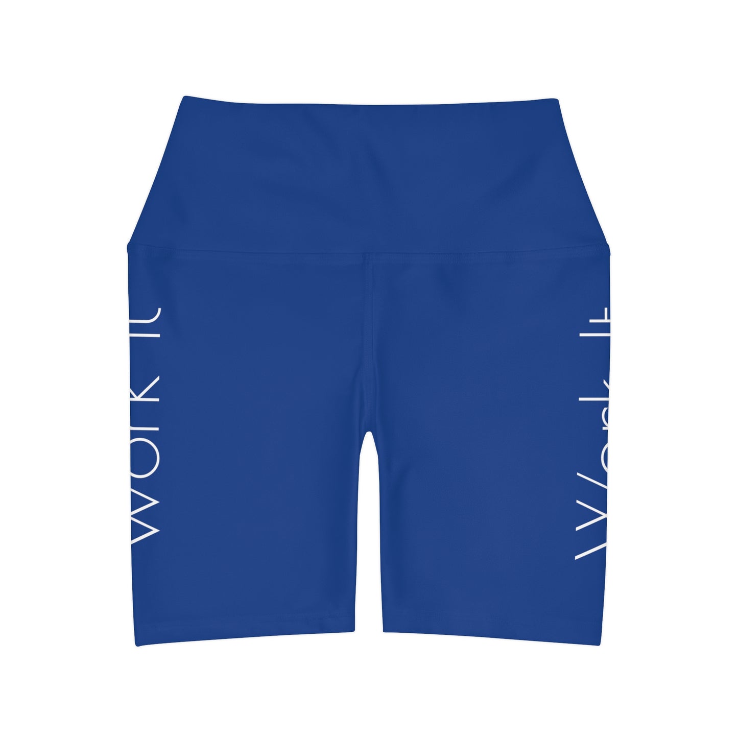 Work It - Blue High Waisted Yoga Shorts (AOP)