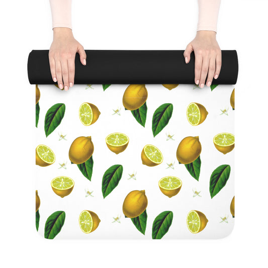 Lemons and Blooms Vintage Rubber Yoga Mat