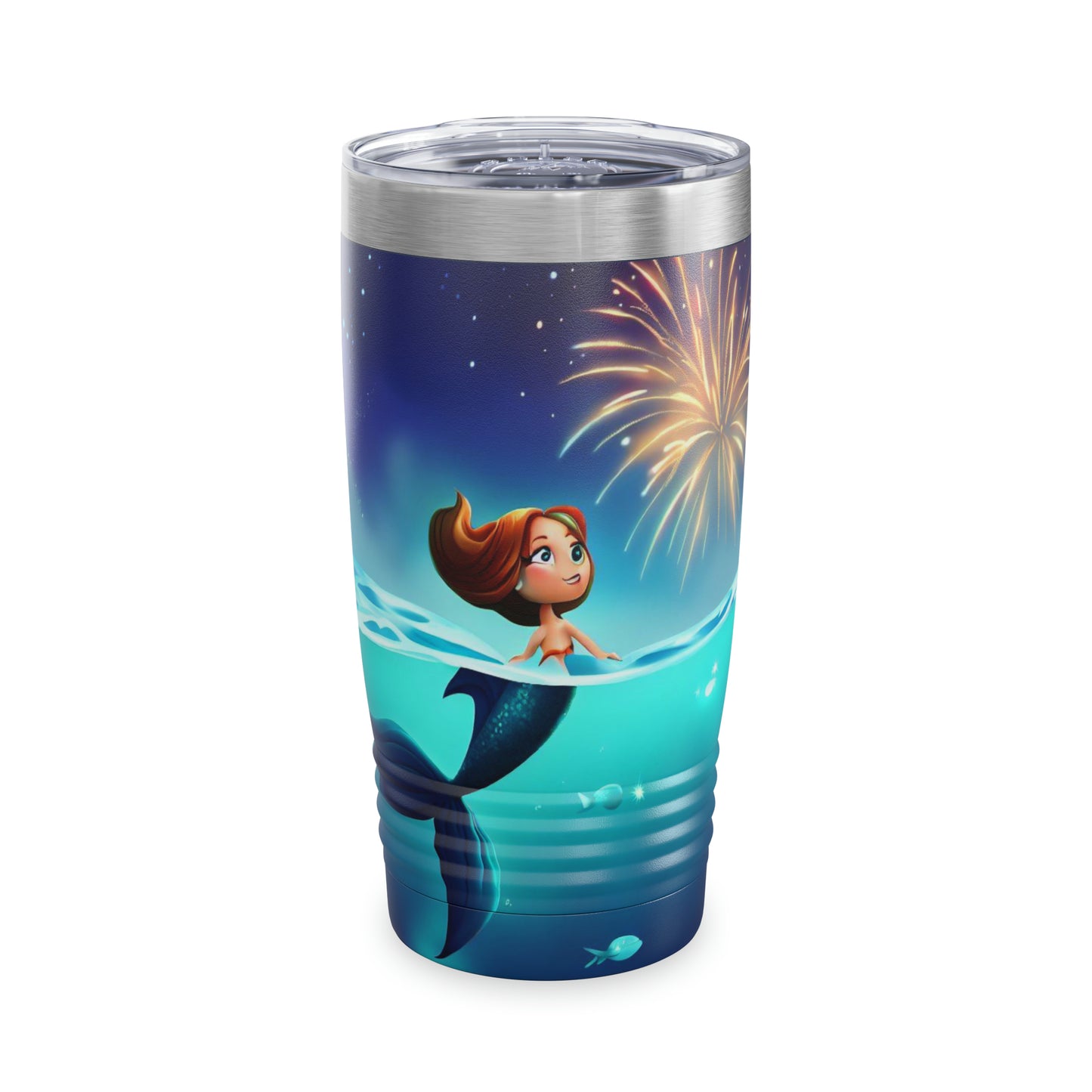 Mermaid Watching Fireworks - Ringneck Tumbler, 20oz