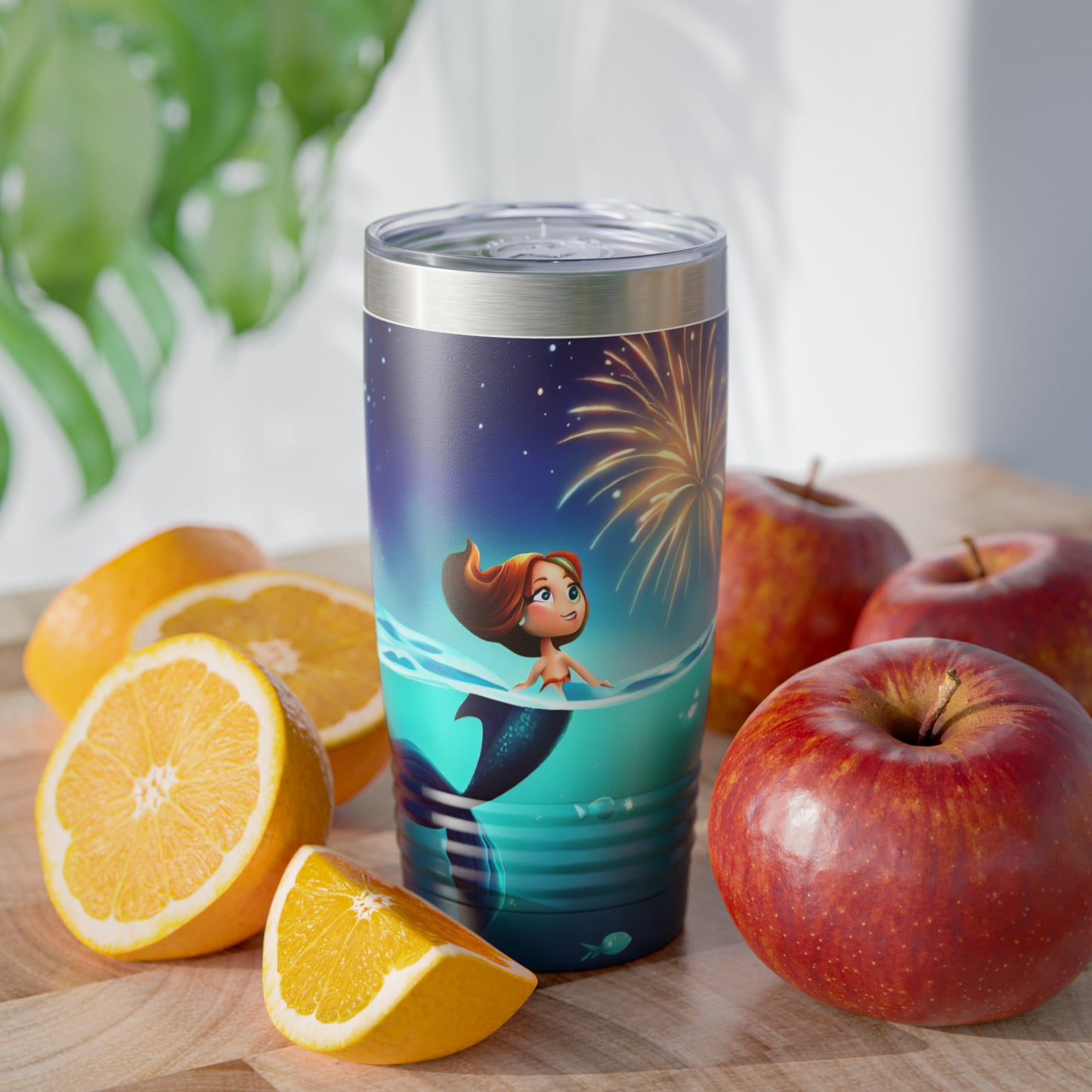 Mermaid Watching Fireworks - Ringneck Tumbler, 20oz