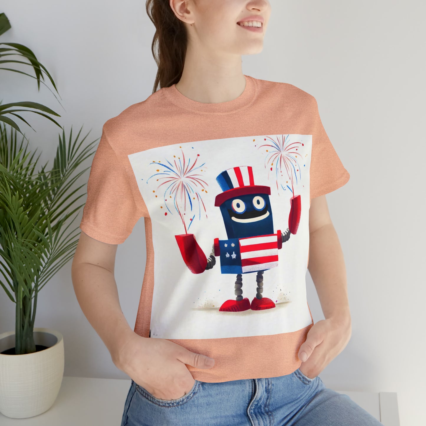 Fireworks Robot - Unisex Jersey Short Sleeve Tee