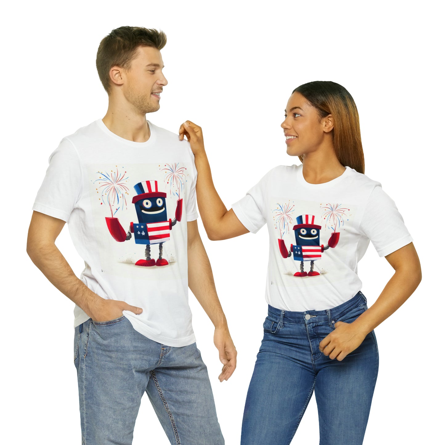 Fireworks Robot - Unisex Jersey Short Sleeve Tee