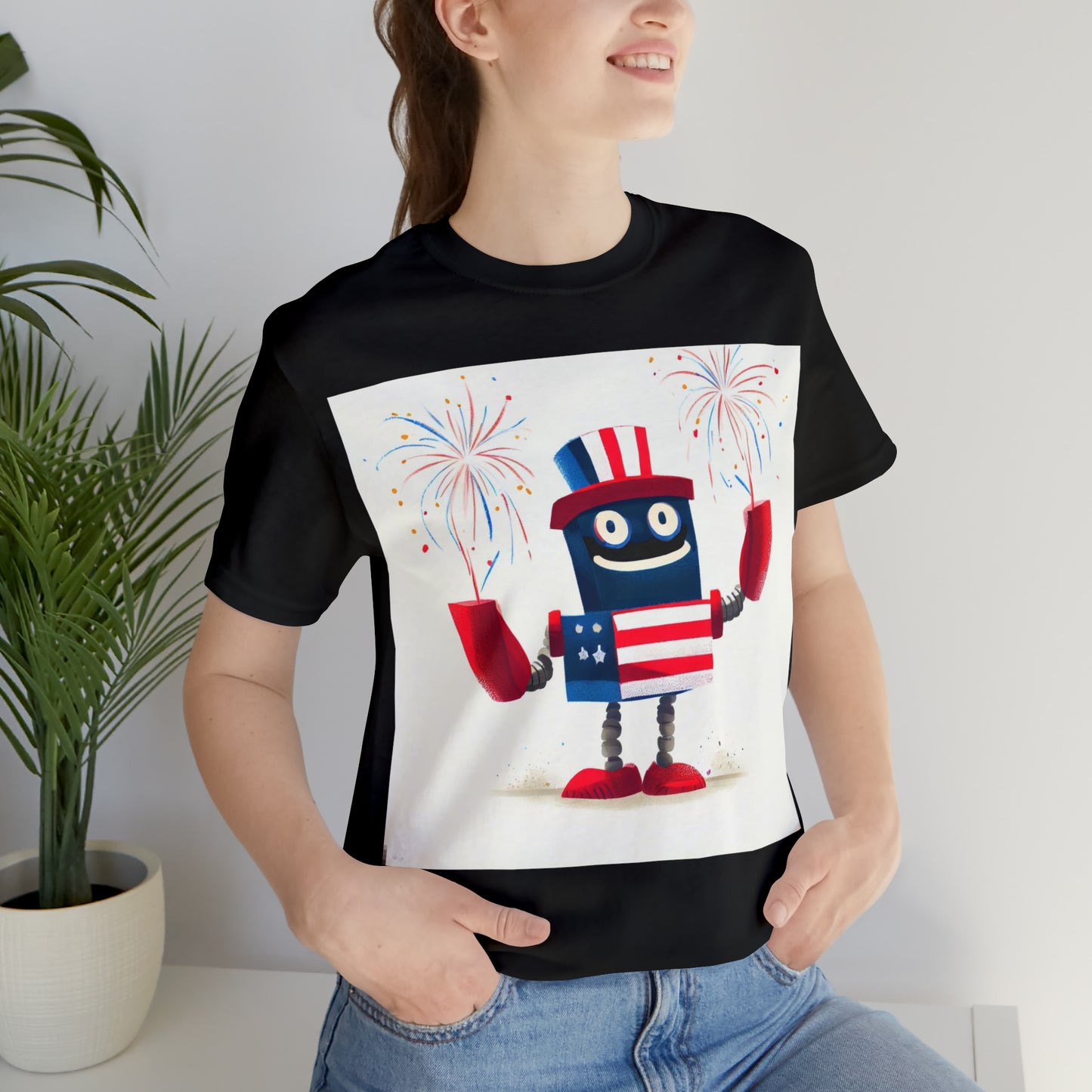 Fireworks Robot - Unisex Jersey Short Sleeve Tee