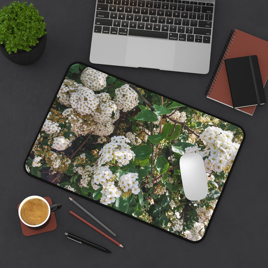 White and Yellow Flowers - Desk Mat