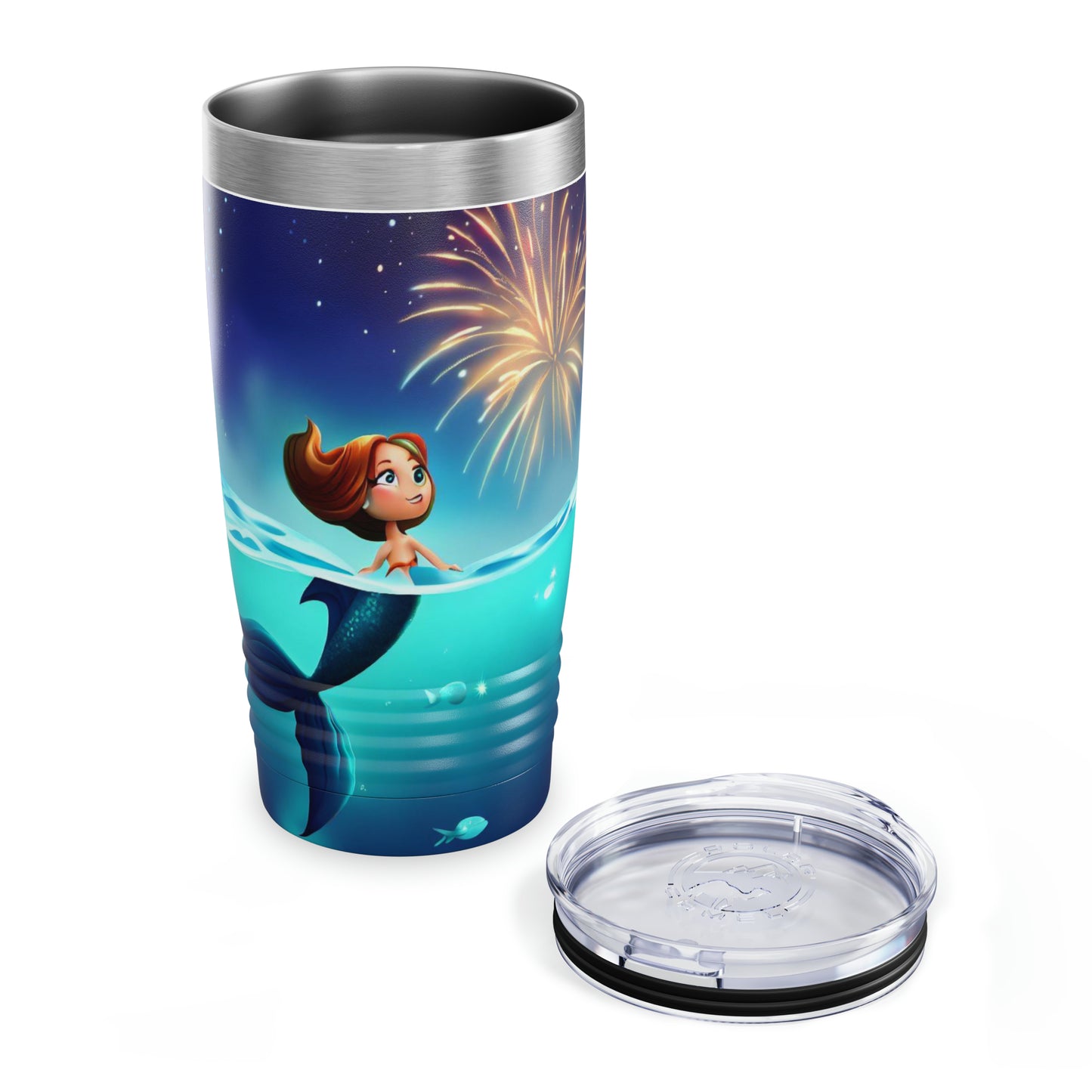 Mermaid Watching Fireworks - Ringneck Tumbler, 20oz