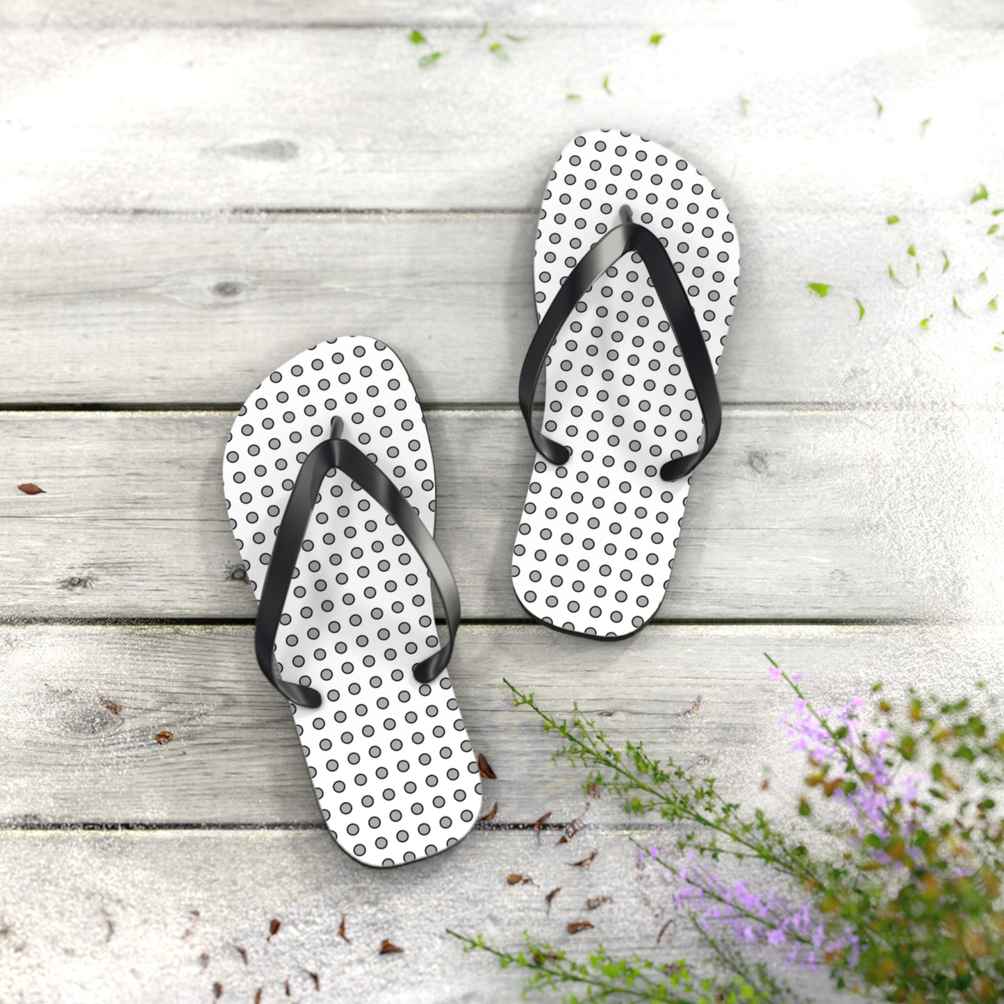 Grey Dots - Flip Flops