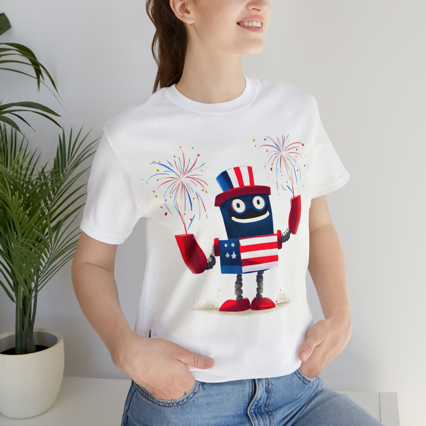 Fireworks Robot - Unisex Jersey Short Sleeve Tee