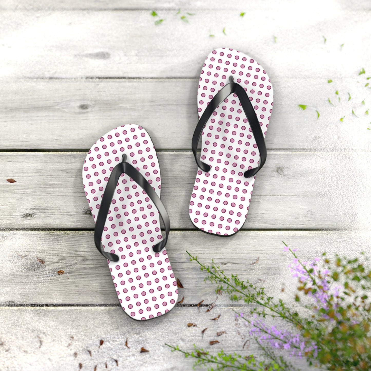 Magenta Dots - Flip Flops