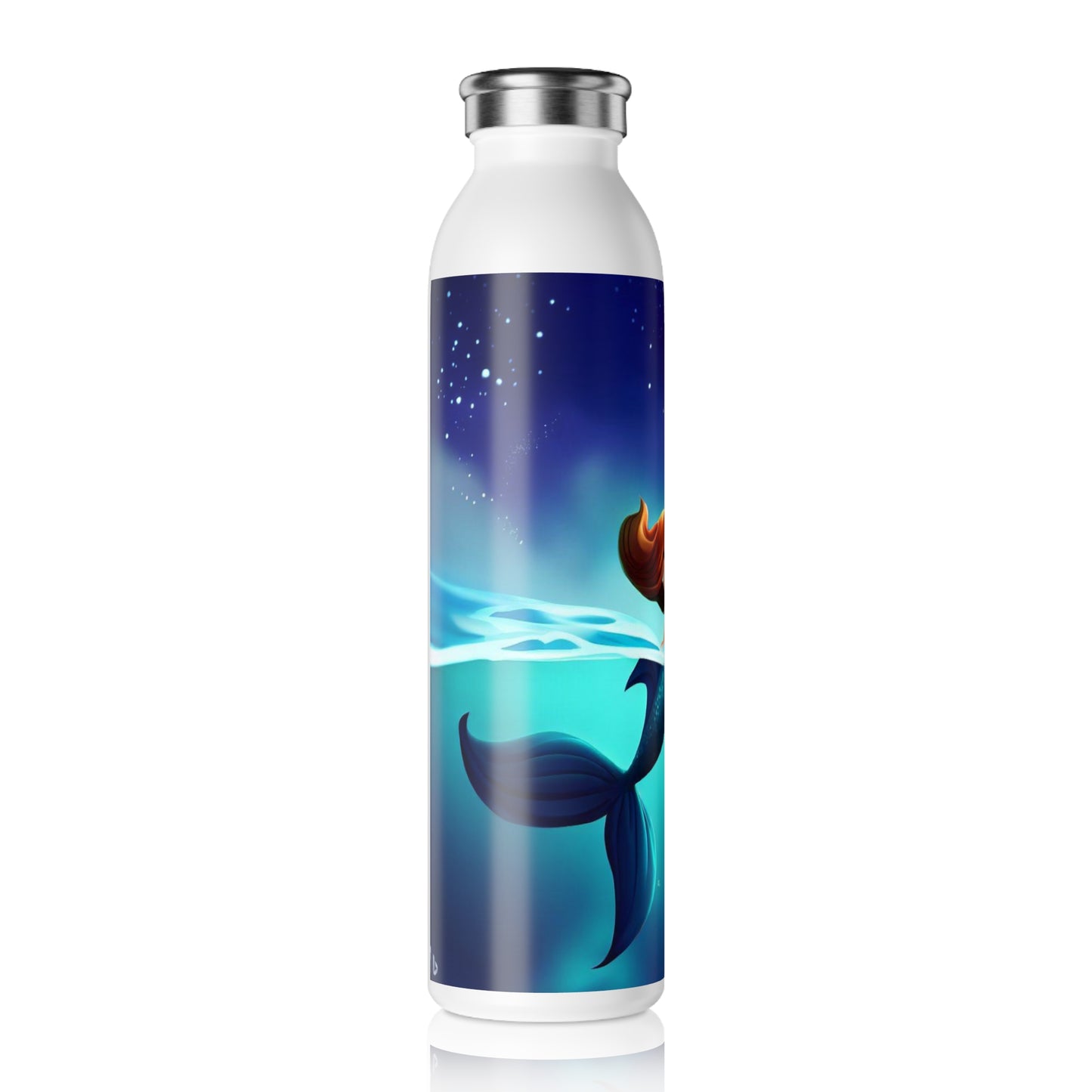 Mermaid Watching Fireworks - Slim Water Bottle