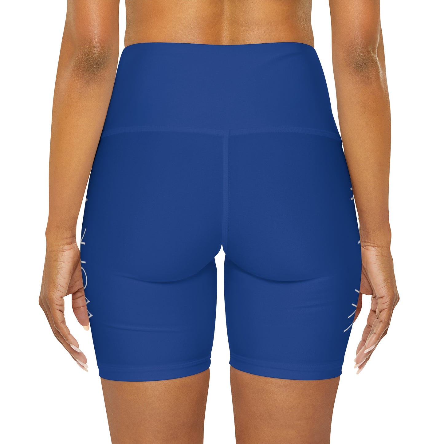 Work It - Blue High Waisted Yoga Shorts (AOP)