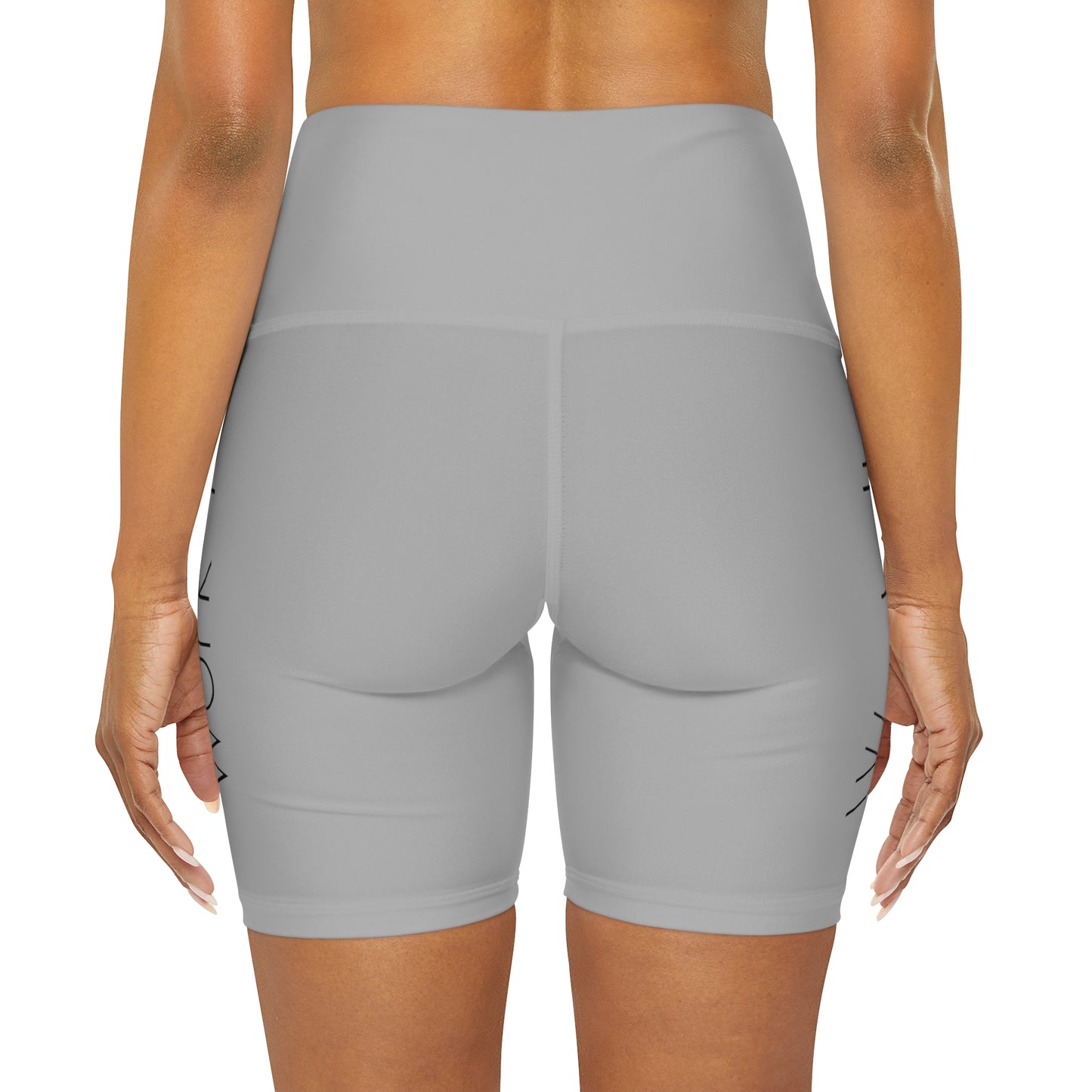 Work It - Light Grey High Waisted Yoga Shorts (AOP)