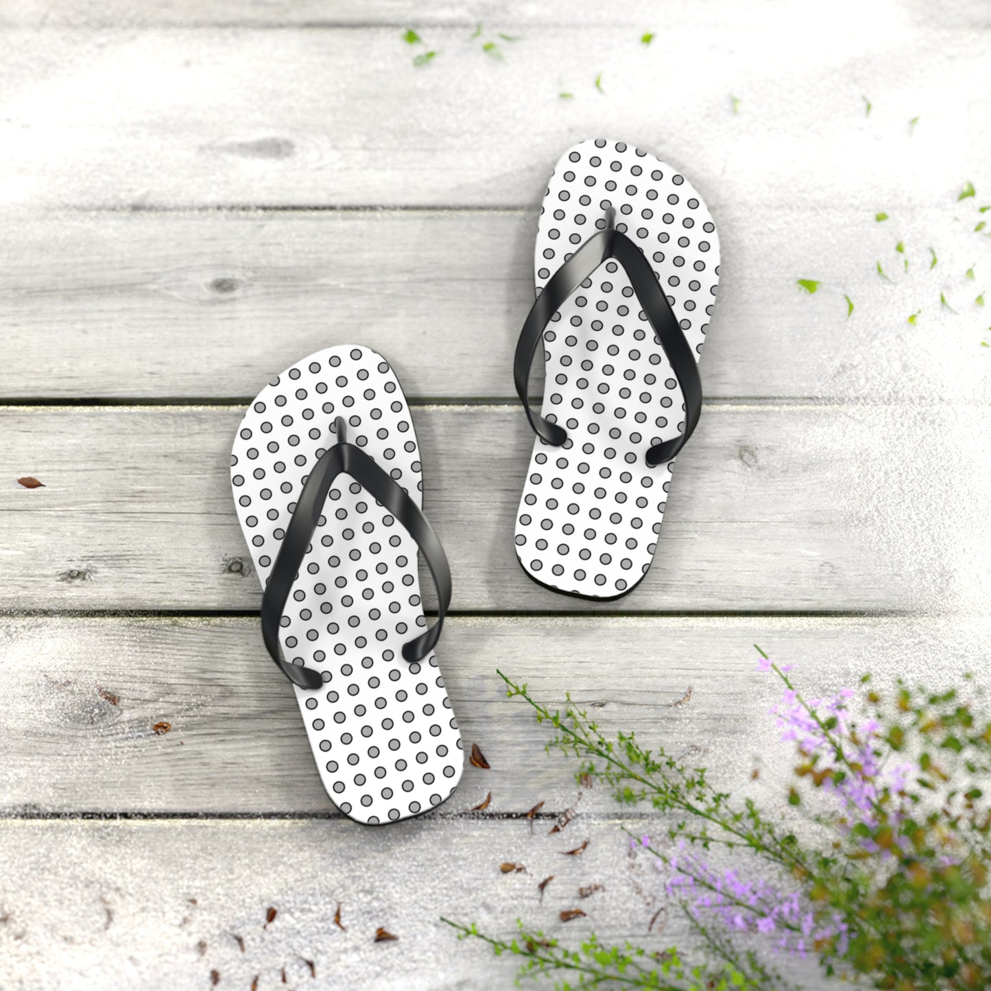 Grey Dots - Flip Flops