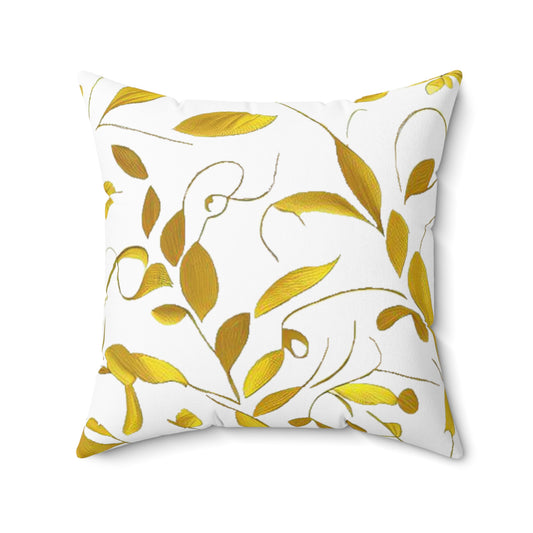 Golden Leaves - Spun Polyester Square Pillow