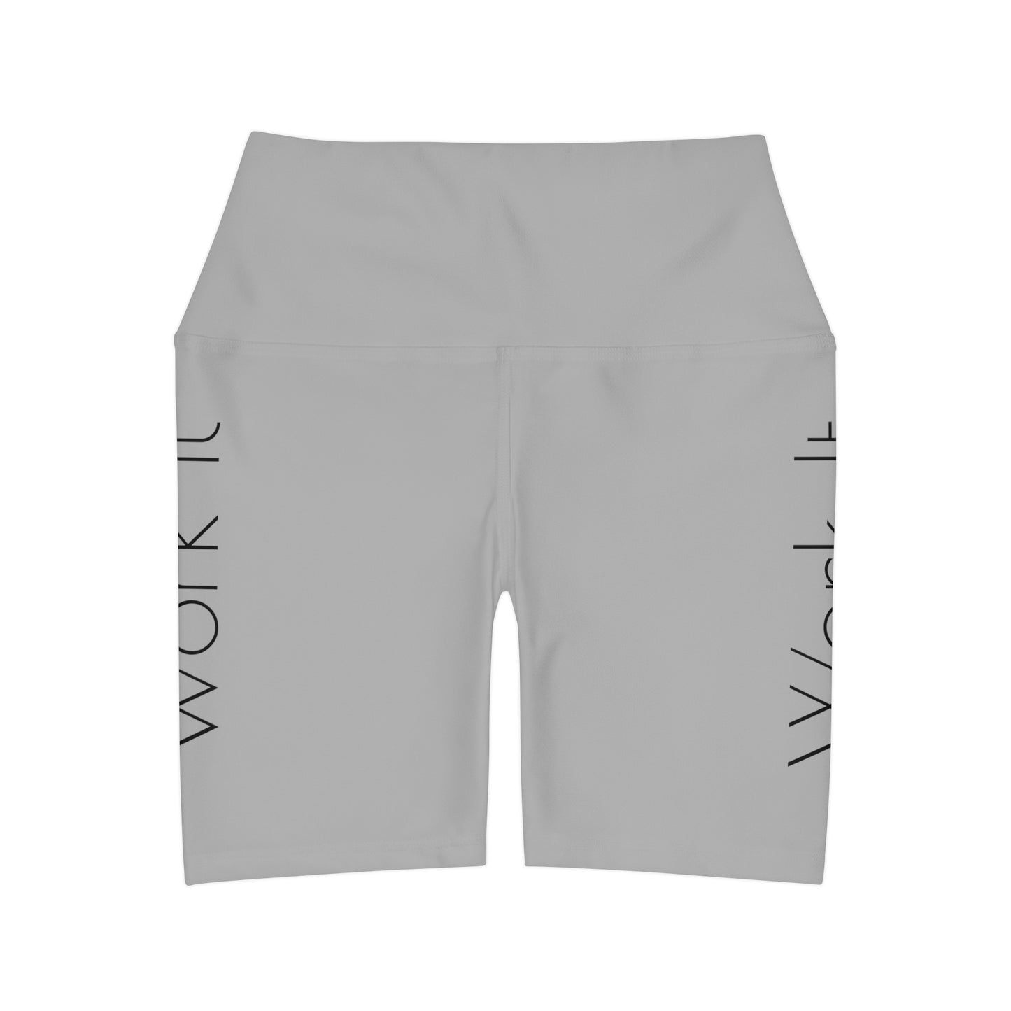 Work It - Light Grey High Waisted Yoga Shorts (AOP)