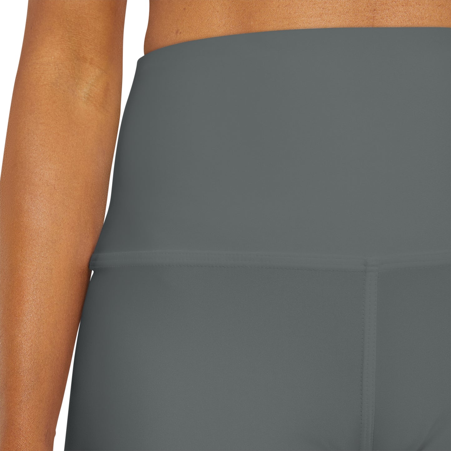 Work It - Dark Grey High Waisted Yoga Shorts (AOP)