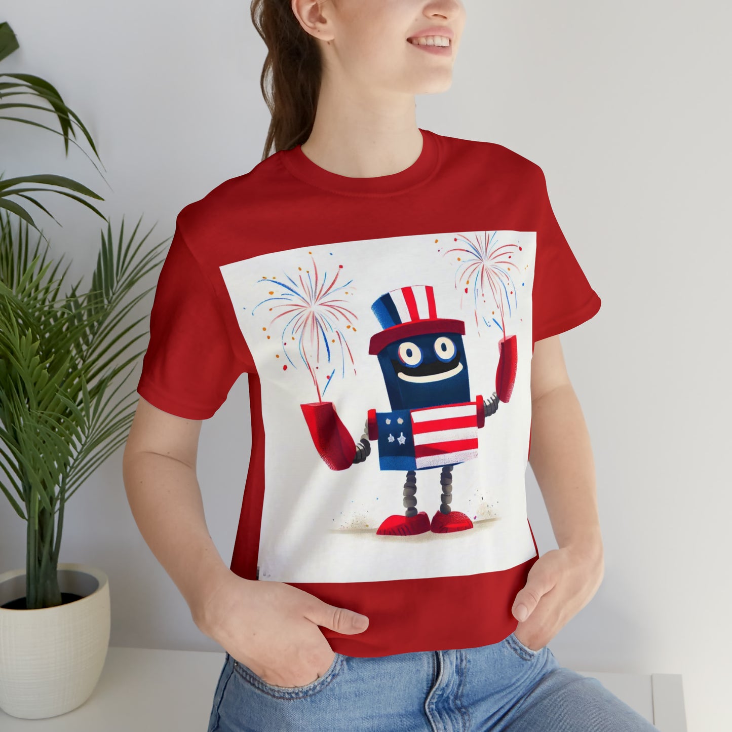 Fireworks Robot - Unisex Jersey Short Sleeve Tee