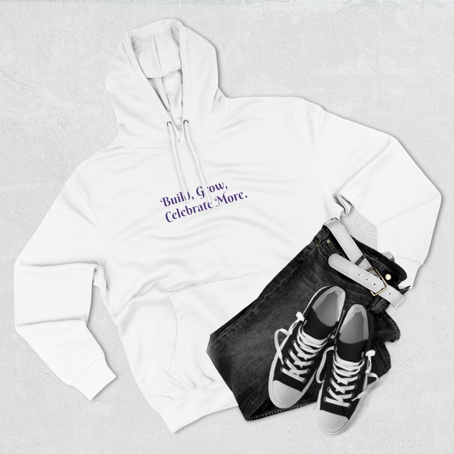 Build, Grow,  Celebrate More - Three-Panel Fleece Hoodie