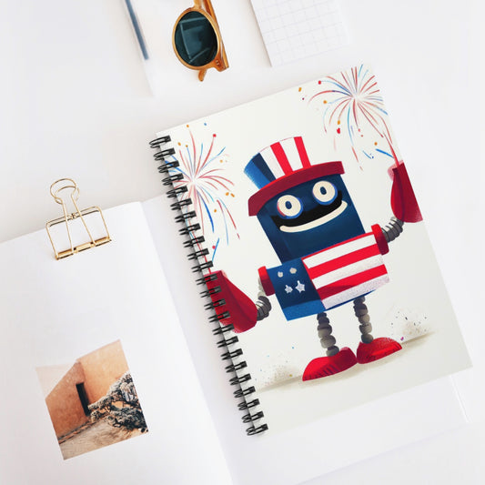 Robot Fireworks - Spiral Notebook - Ruled Line