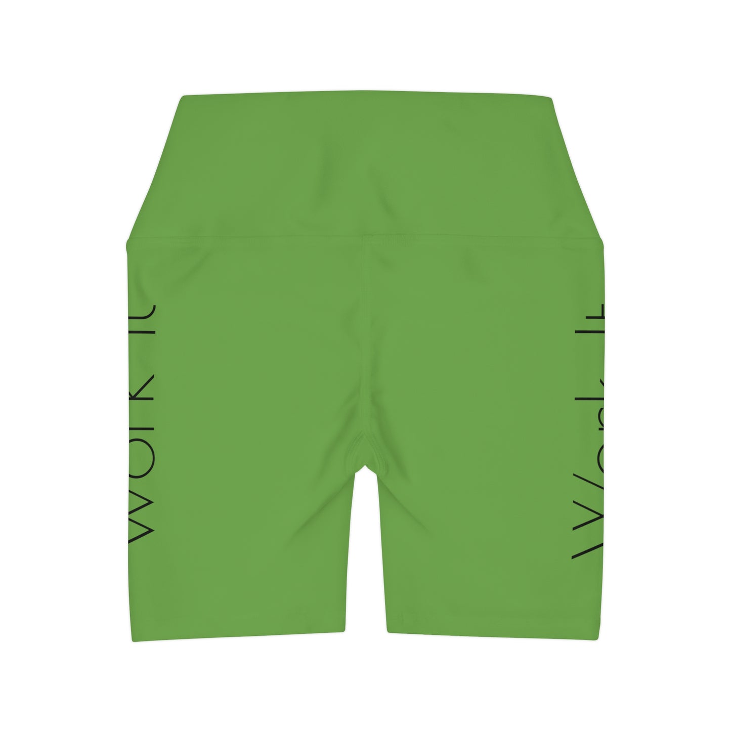 Work It - Green High Waisted Yoga Shorts (AOP)